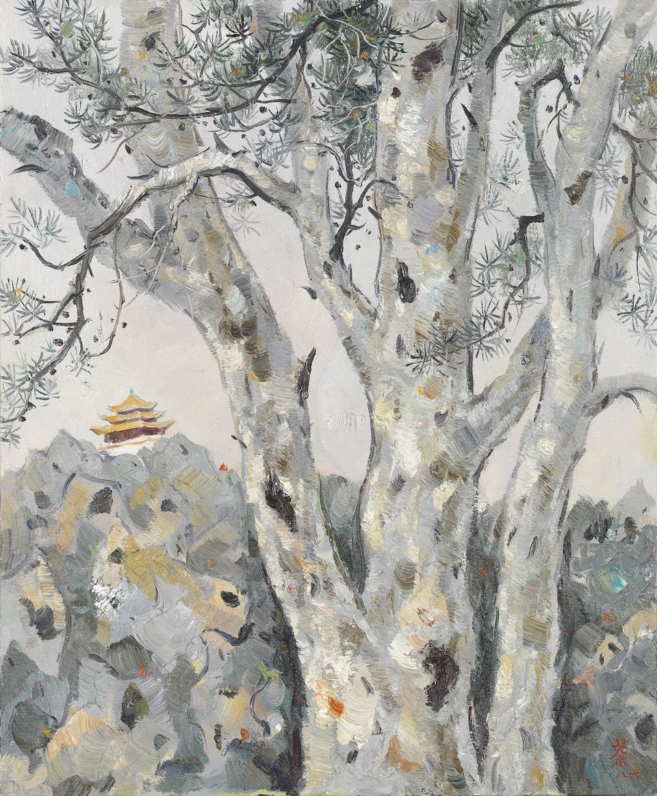 Bonhams Wu Guanzhong 1919 10 Lacebark Pine In The Beijing Imperial Palace