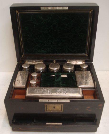 Bonhams : A Victorian coromandelwood dressing case, labelled 'Parkins ...