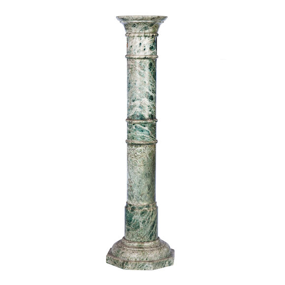Bonhams : An early 20th century green variegated marble column