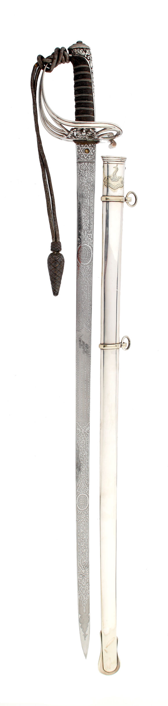 Bonhams : A Silver Hilted Rifle Officer's Presentation Sword