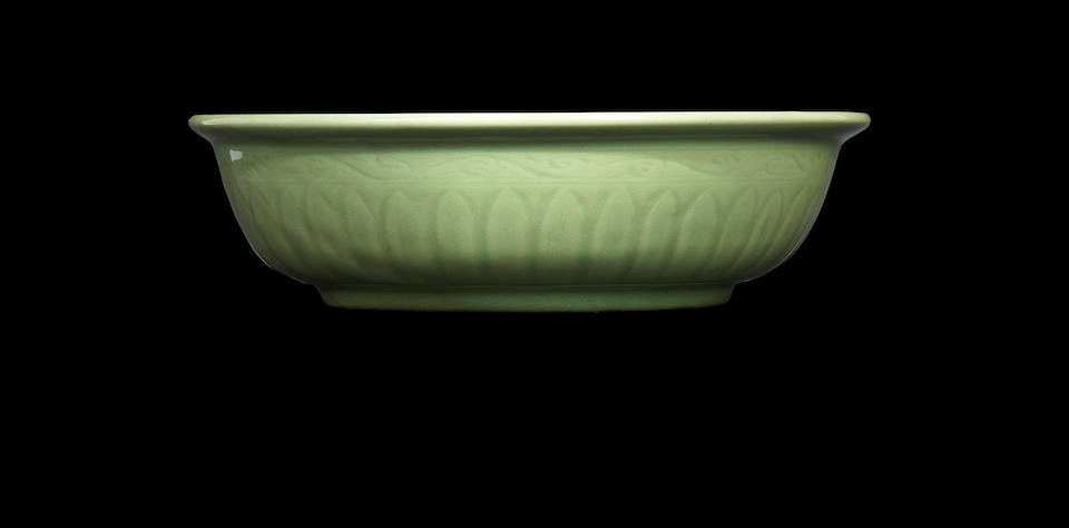 A finely potted celadon 'twin fish' dish Ming dynasty