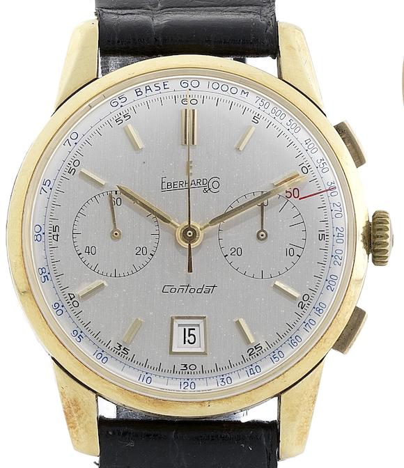 Bonhams : Eberhard & Co. A fine 18ct gold manual wind chronograph ...