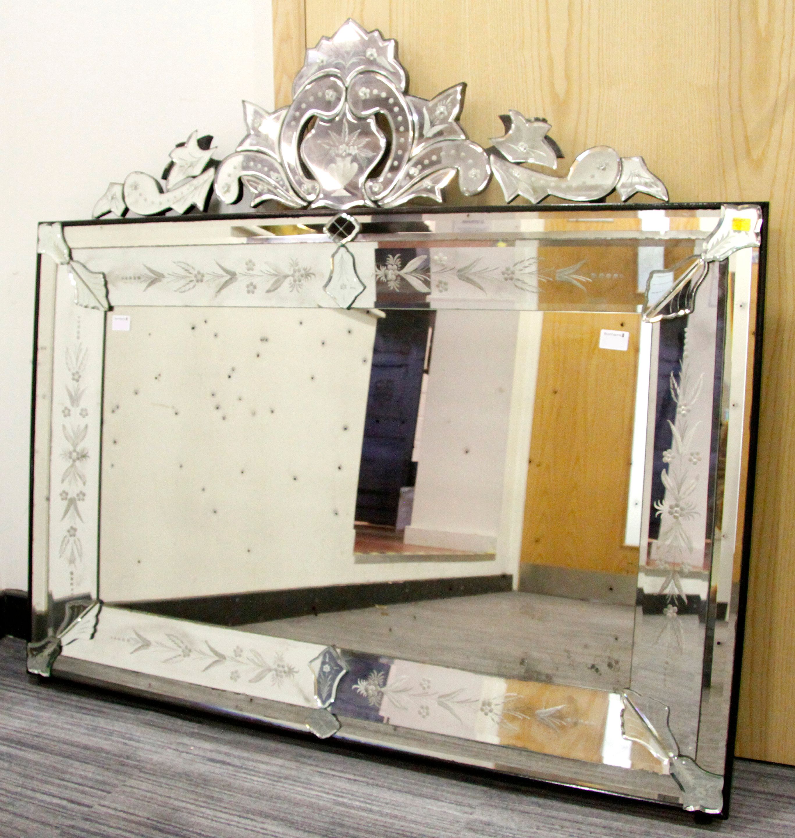 A Venetian style rectangular overmantel mirror,