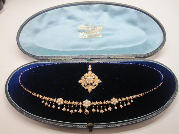 Bonhams : A late Victorian seed pearl and diamond suite