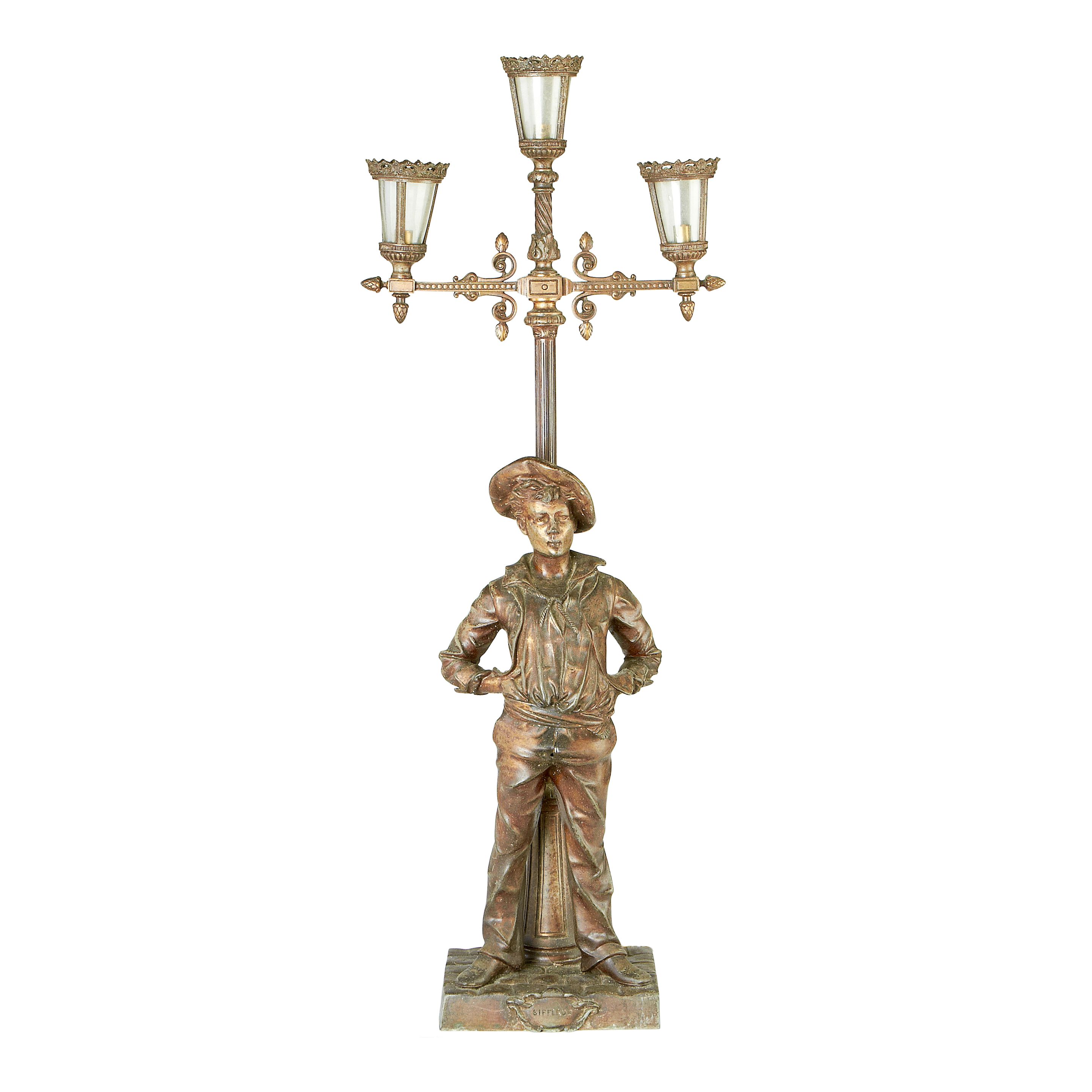 Bonhams An early 20th century spelter figural lamp base