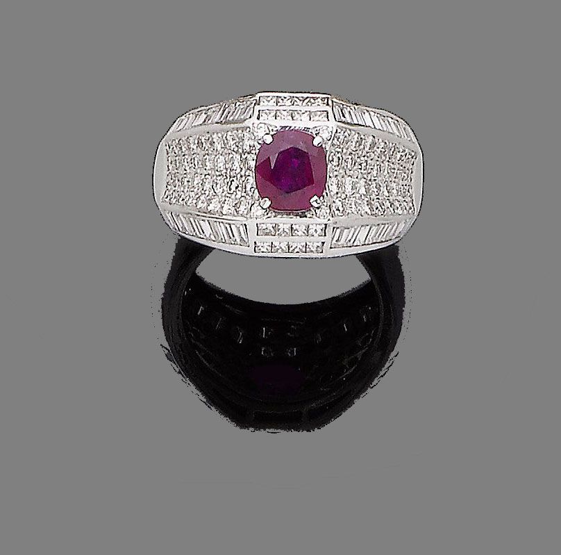 A ruby and diamond dress ring