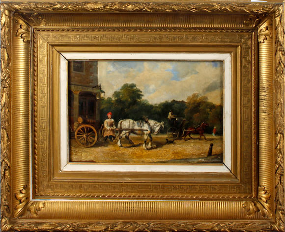 Bonhams : English School, 19th Century Horse and trap & horse and cart ...