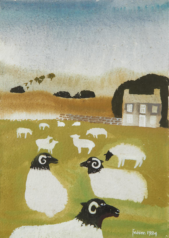 Bonhams : Mary Fedden R.A. (British, 1915-2012) Sheep in a field