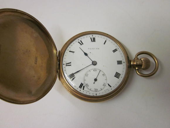 Bonhams : Stayte A 9 carat gold hunter pocket watch,