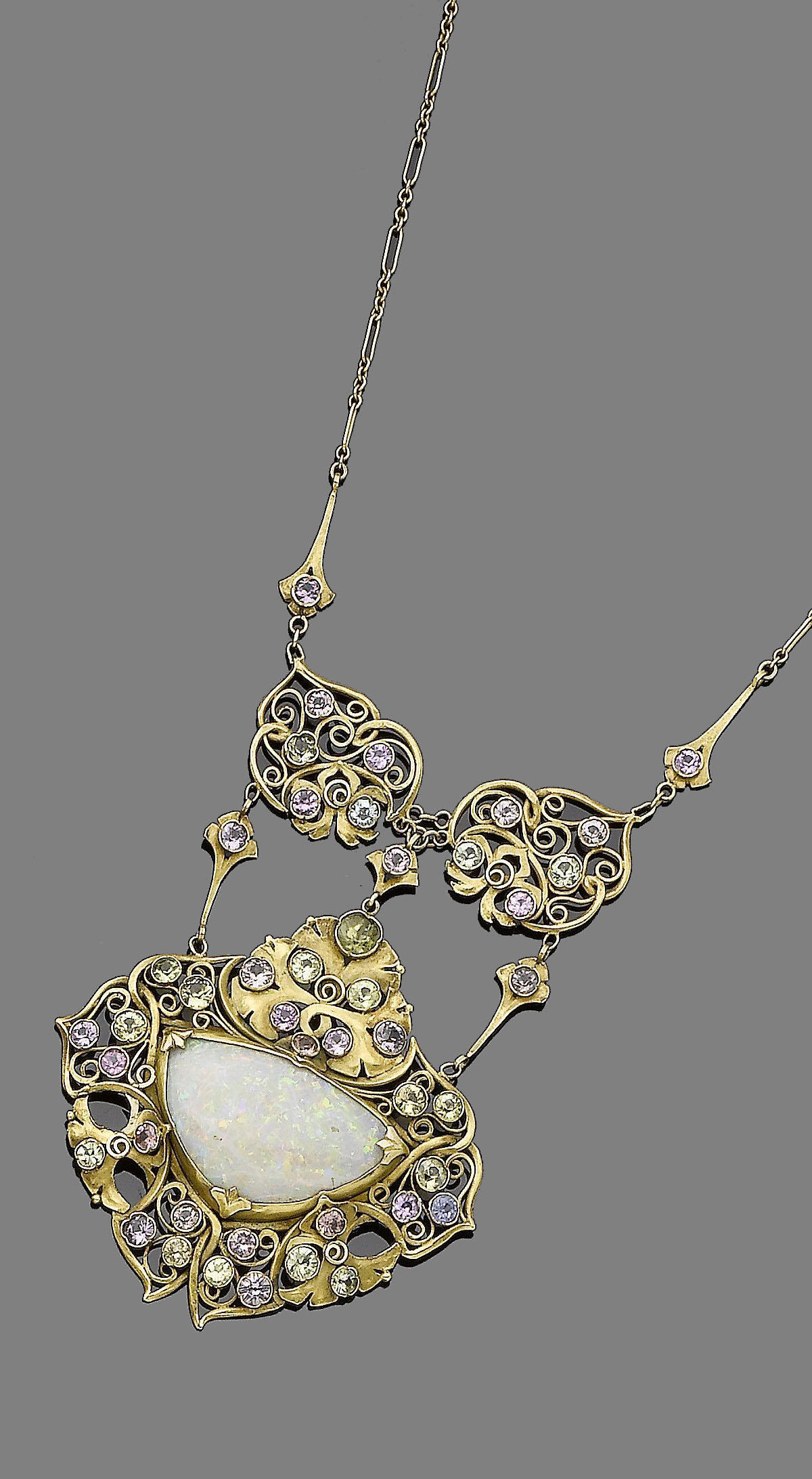 Bonhams : Liberty & Co. Two Arts and Crafts Enamel and Wirework Necklaces,  circa 1900