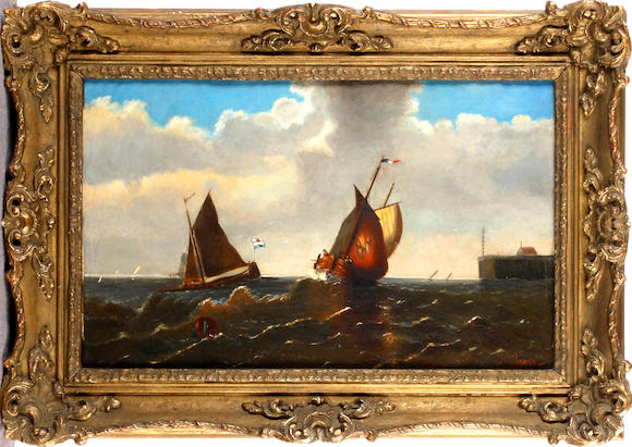 Bonhams : J. Clays, 19th Century French fishing vessels in a swell