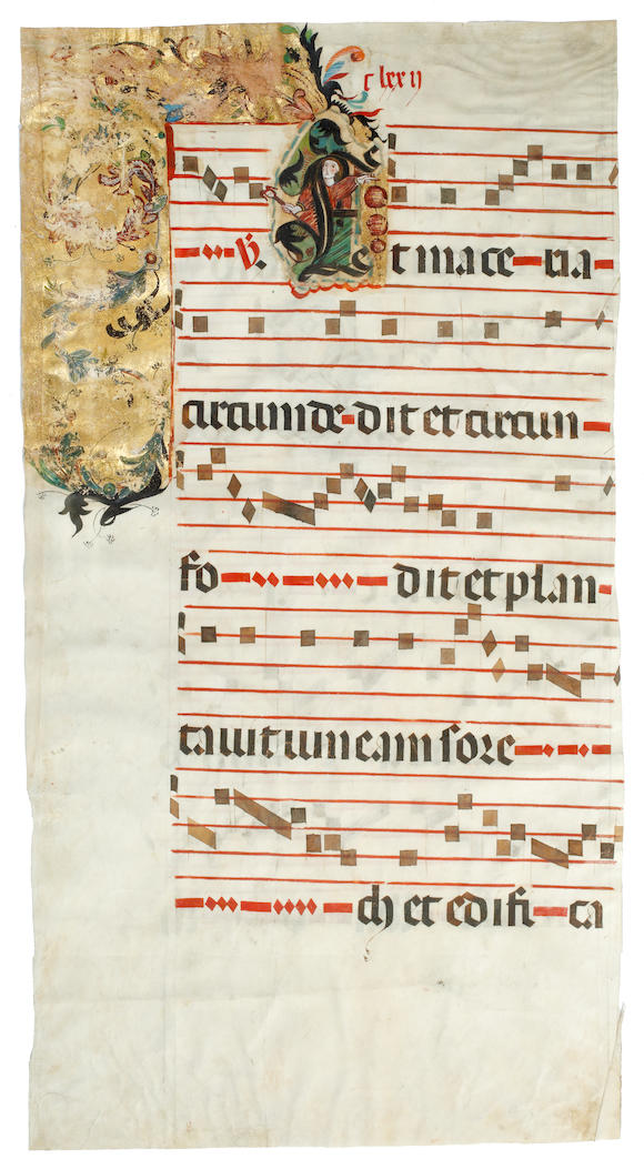 Bonhams Illuminated Manuscript Leaf Large Historiated Illuminated Initial Incorporating The