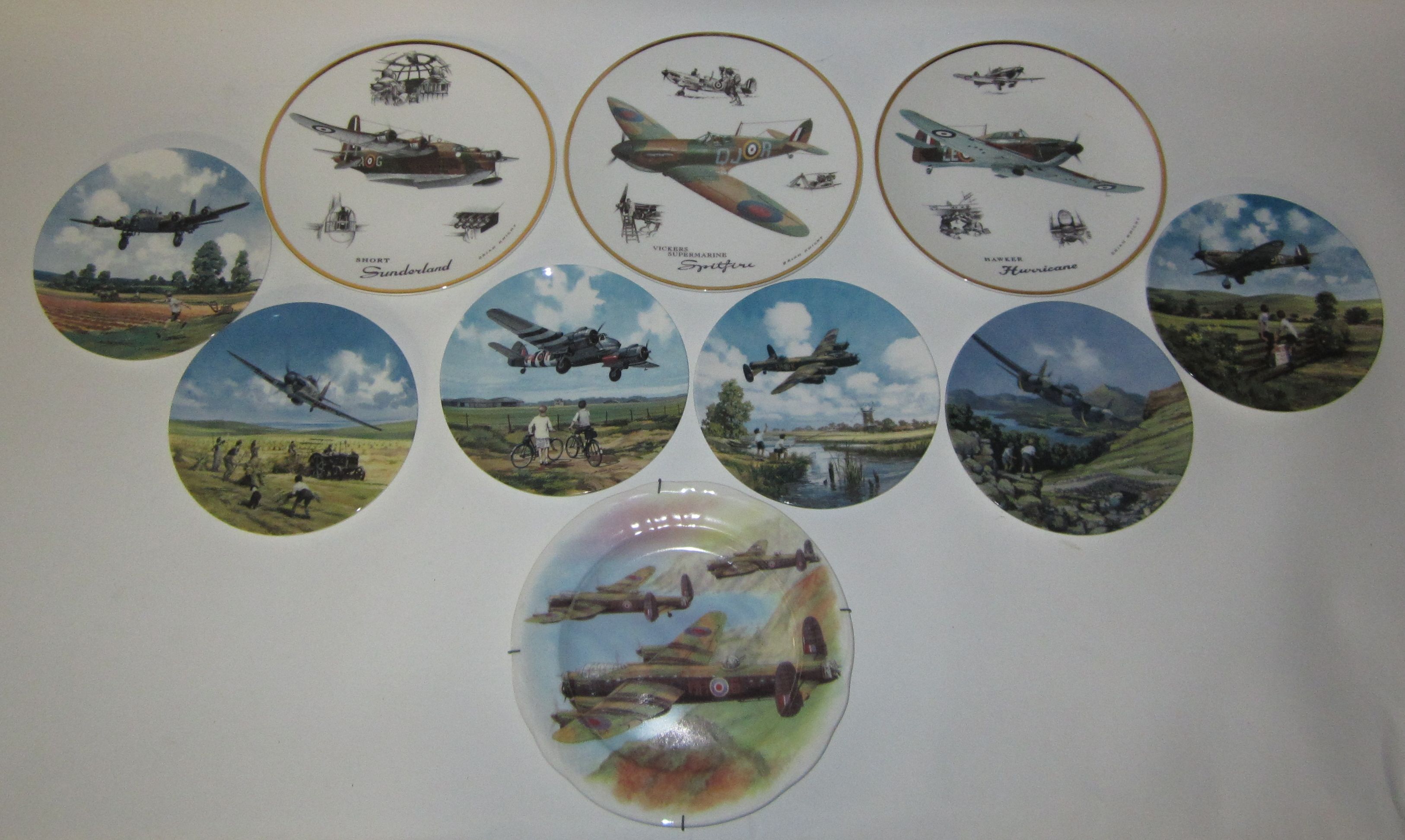 Bonhams Cars Nine limited edition Aviation themed ceramic plates, by