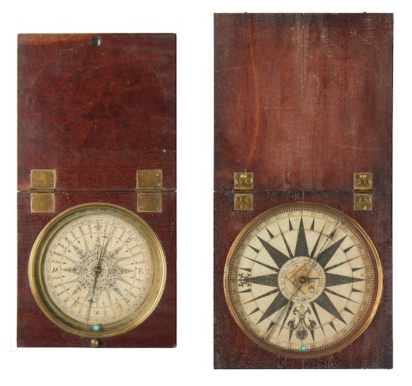 Two Compasses Bonhams : Two mahogany cased compasses one by C Stedman, the other John ...