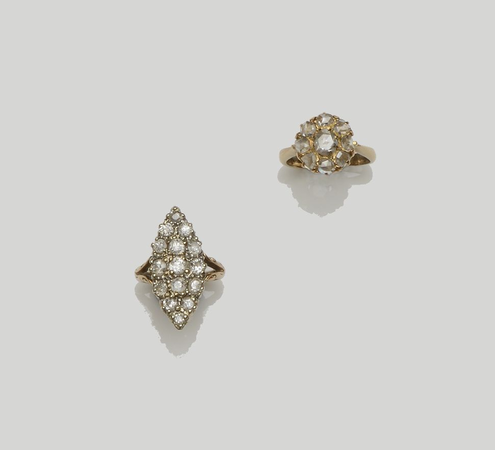 A diamond panel ring and a diamond cluster ring (2)