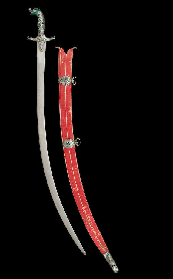 Bonhams : A Lucknow enamelled silver-hilted steel Sword India, 19th ...