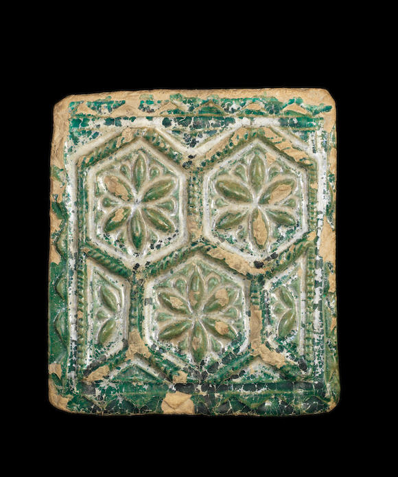 Bonhams A Rare Samanid Monochrome Moulded Pottery Tile Persia 10th Century