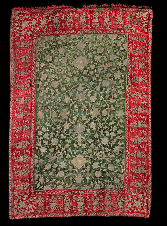 Bonhams A Safavid Metal Thread Embroidered Silk Velvet Panel Persia 18th Century