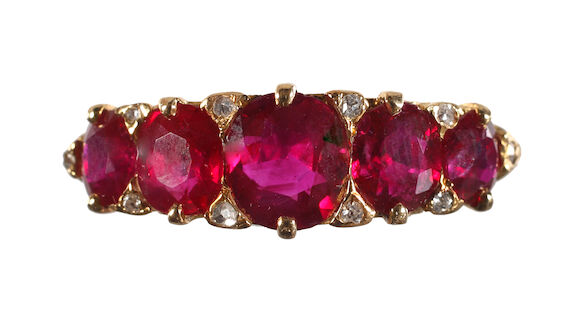 Ruby Diamond Point Bonhams : A ruby and diamond point five stone ring