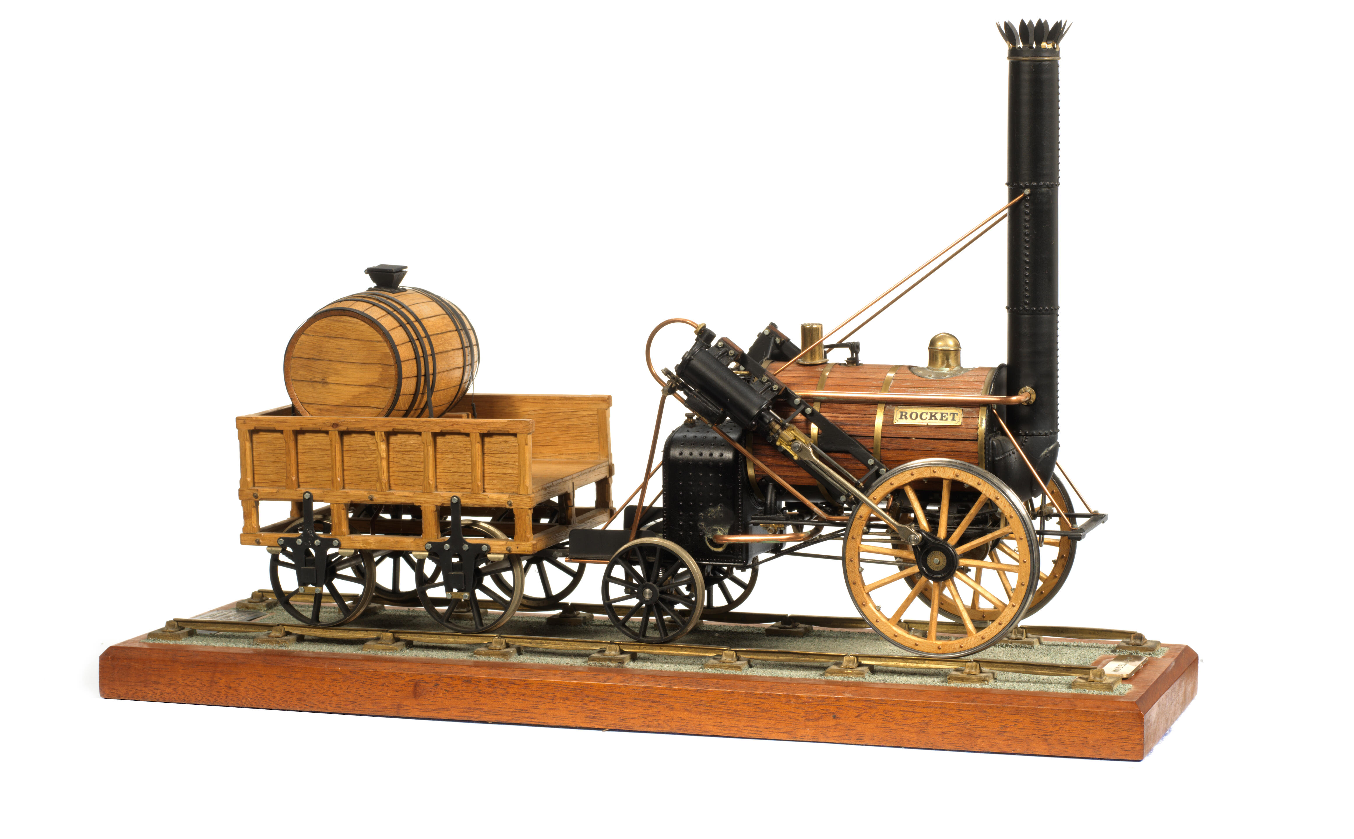 A live steam model of Stephenson's Rocket by Maxwell Hemmens, Model No