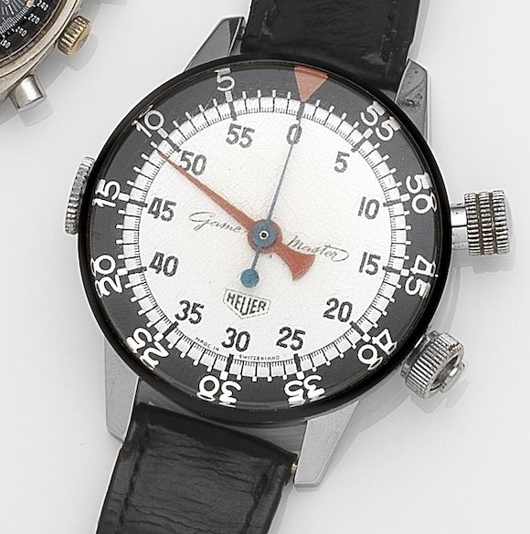 Bonhams : Heuer. A stainless steel manual wind wrist timer with box and ...