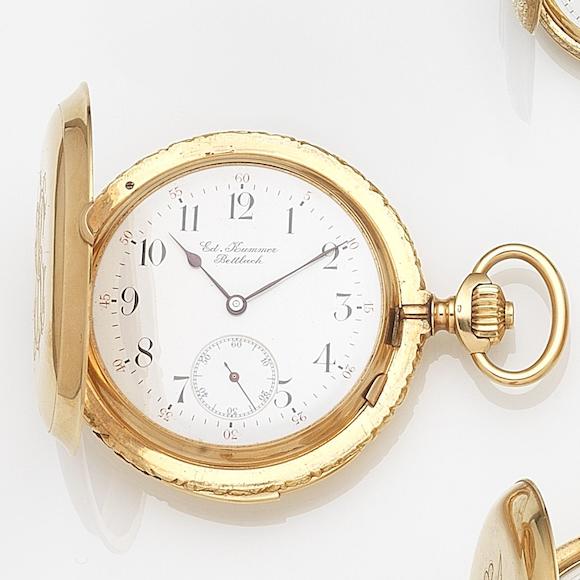 Bonhams : Edward Kummer, Bettlach. An 18ct Gold Keyless Wind Minute 