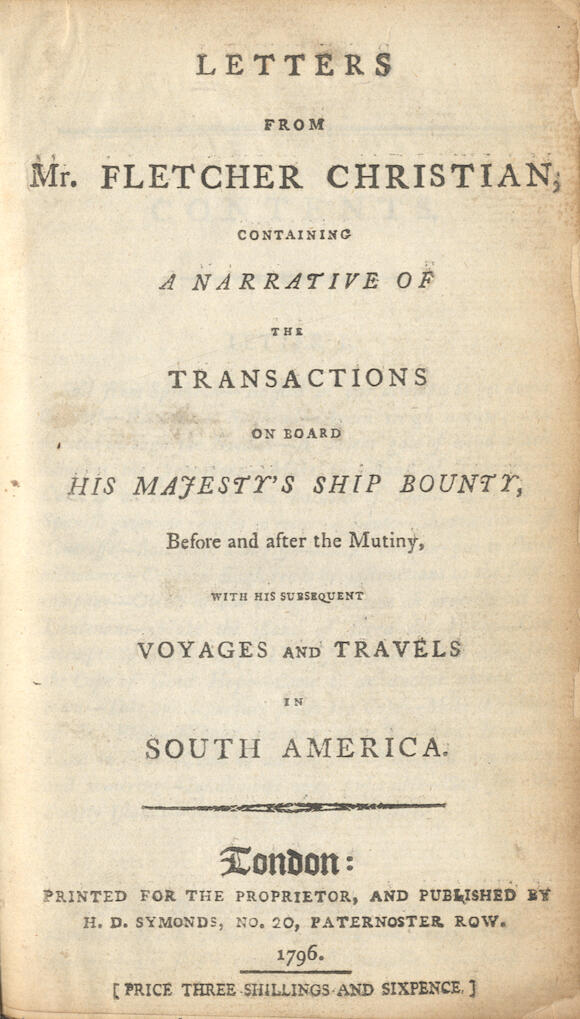 Bonhams CHRISTIAN (FLETCHER) Letters from Mr. Fletcher Christian