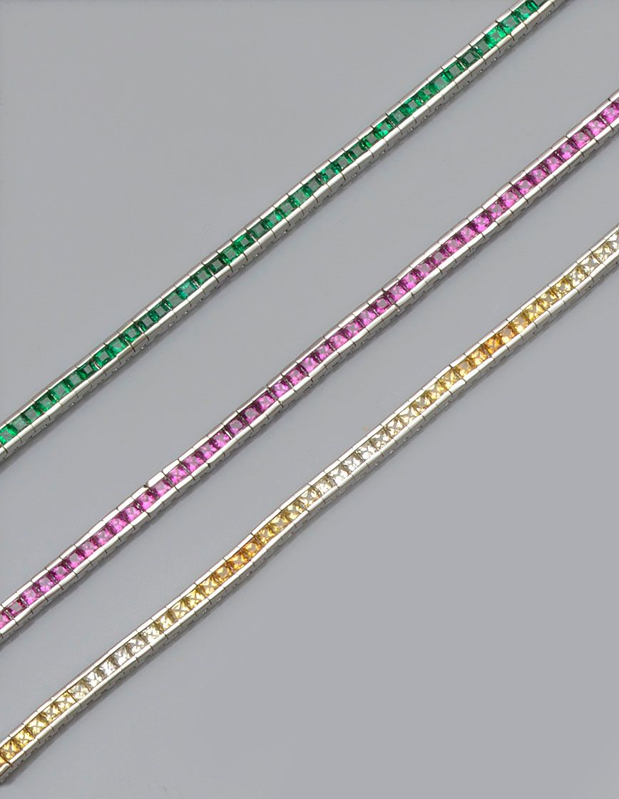 Three gem set line bracelets (3)