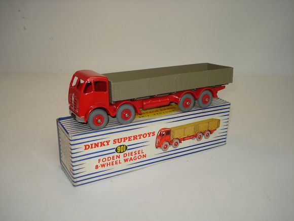 A Dinky Toys No. 901 Foden diesel eight wheel wagon, second type, finished with red cab and chassis