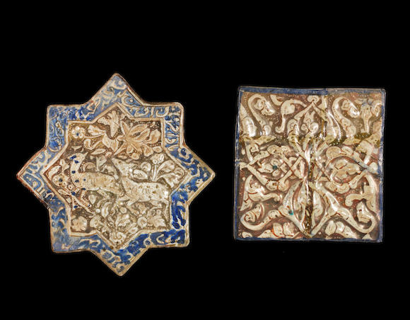 Bonhams Two Kashan Moulded Lustre Pottery Tiles Persia Late 13th Century 2