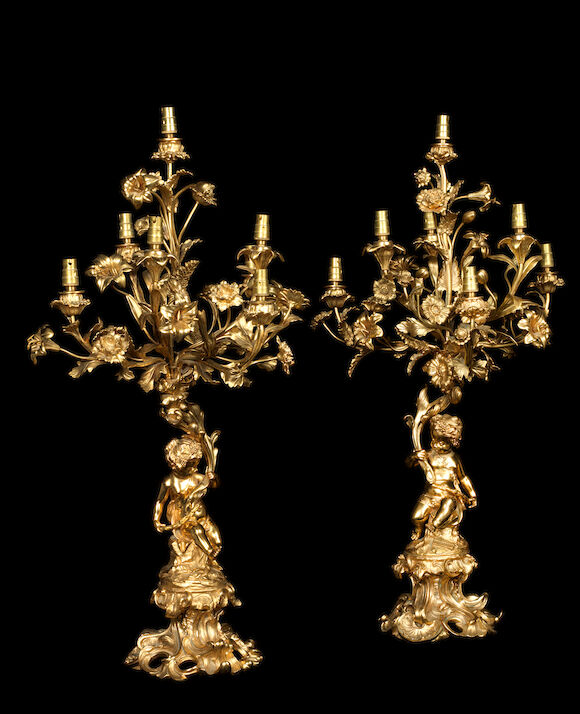Bonhams : A pair of French late 19th/early 20th century gilt bronze ...