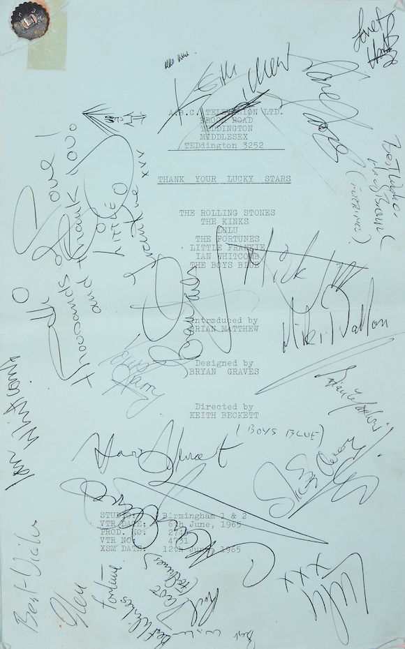 Bonhams : The Rolling Stones: An autographed script for 'Thank Your ...
