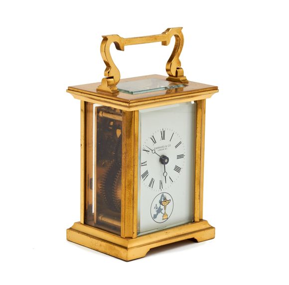 Bonhams A Garrard & Co carriage clock with key and box circa 1980s