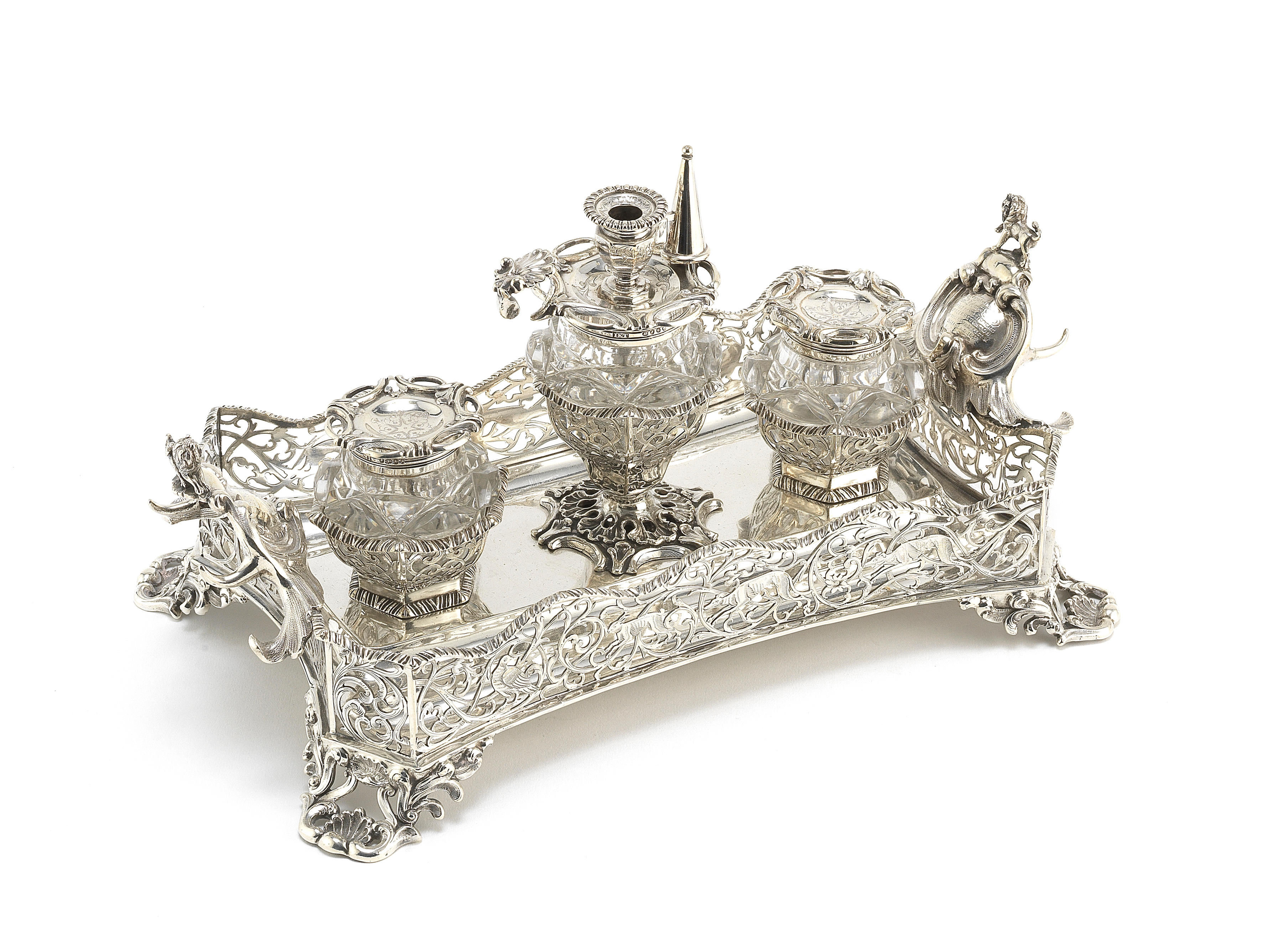 A Victorian silver deskstand