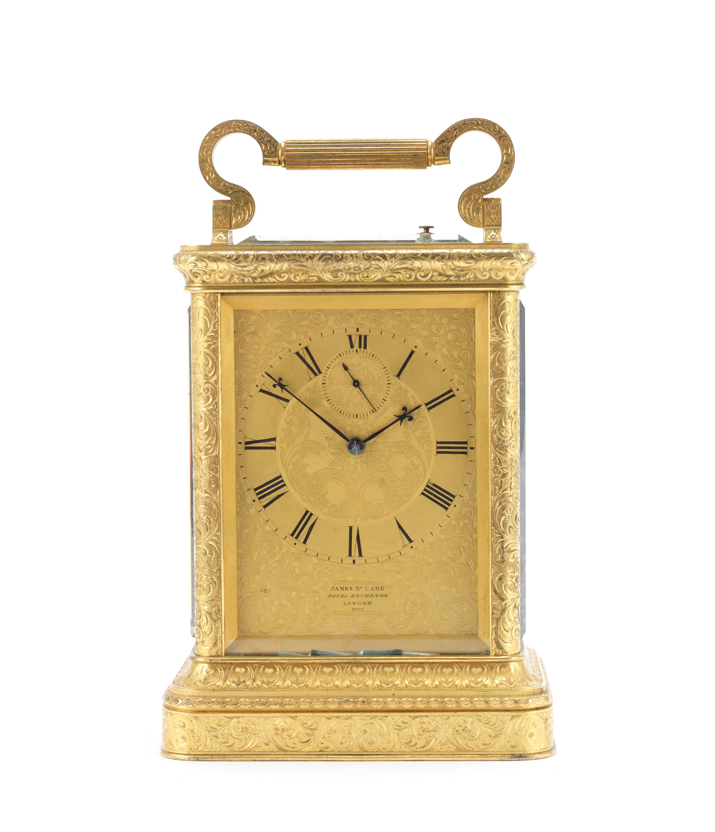 An exceptional mid 19th century English engraved gilt bronze str