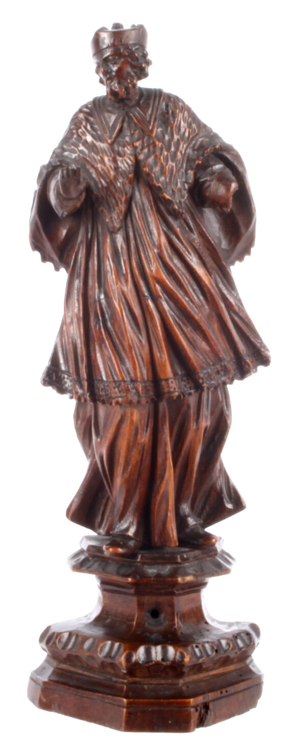 Bonhams : A carved wooden figure of a Cardinal, 19th century