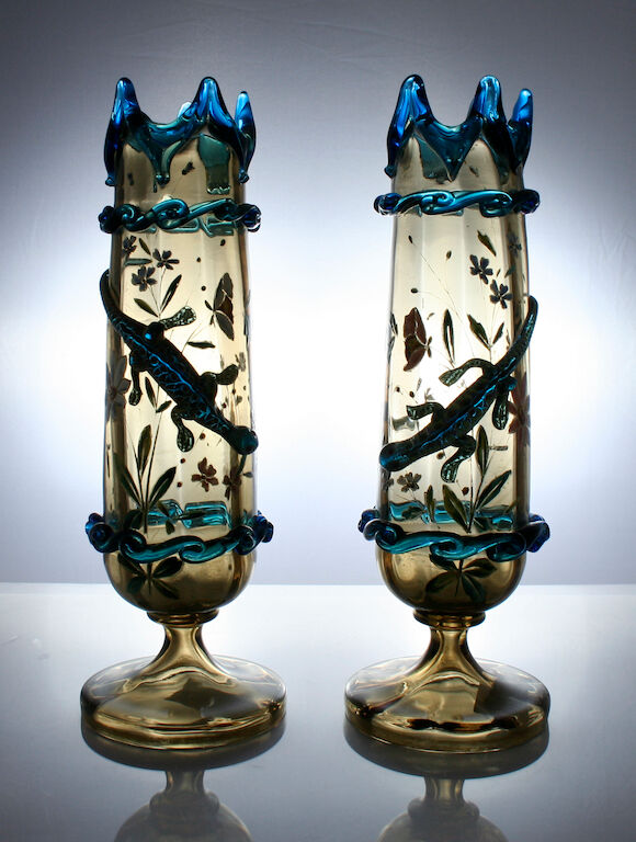 Bonhams : A pair of French glass vases Early 20th century