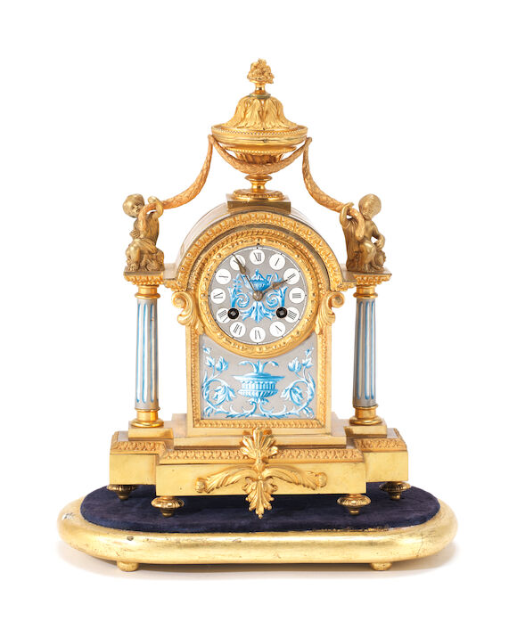 Bonhams : A late 19th century French gilt brass and porcelain mounted ...