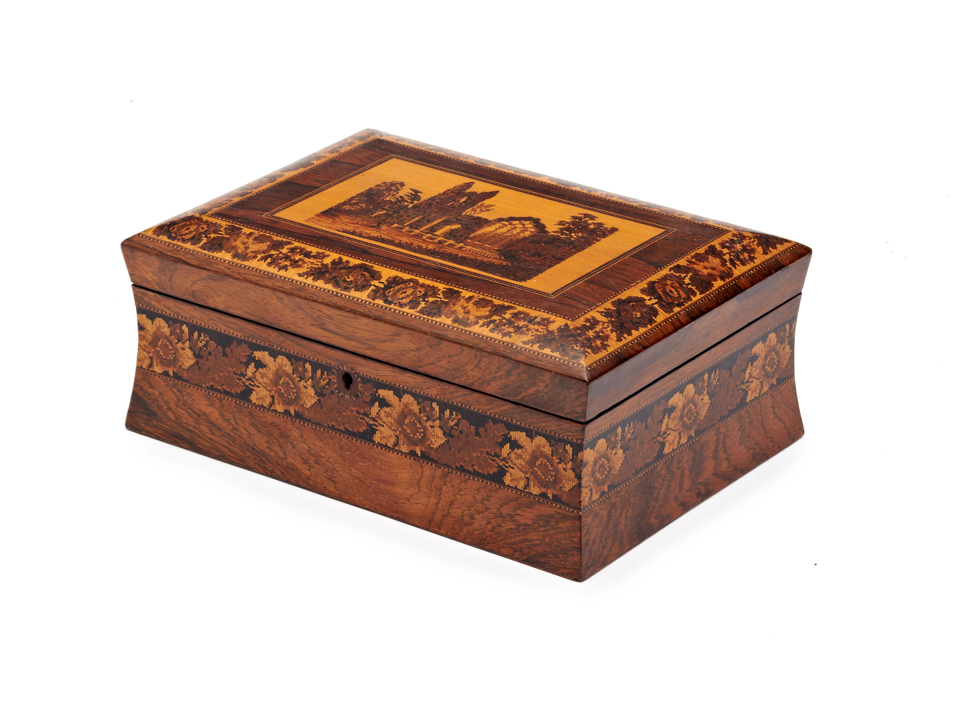 Bonhams : A Victorian rosewood Tunbridge Ware jewellery box