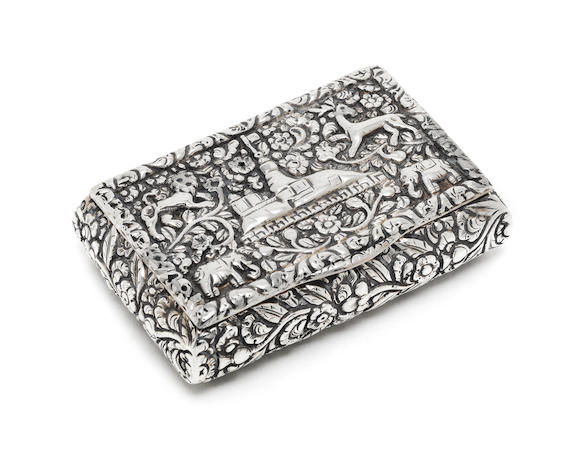 Bonhams : A 19th century Indian silver snuff box apparently unmarked ...