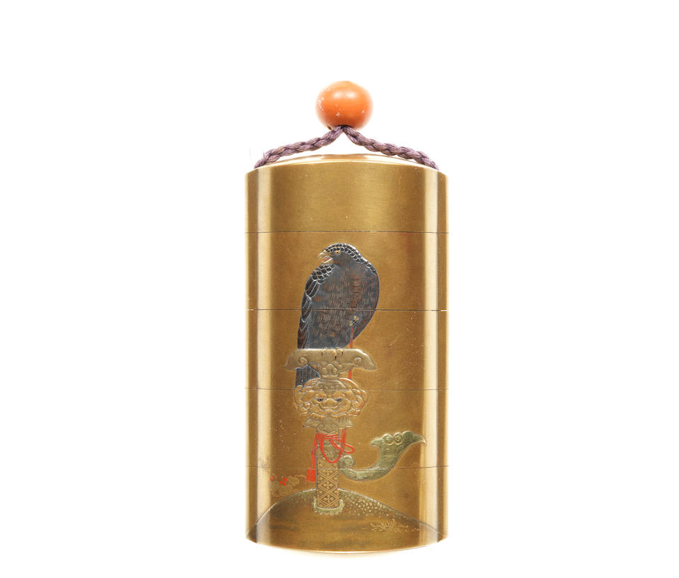 Bonhams : A gold lacquer four-case inro By Tokosai Masashige, 19th century