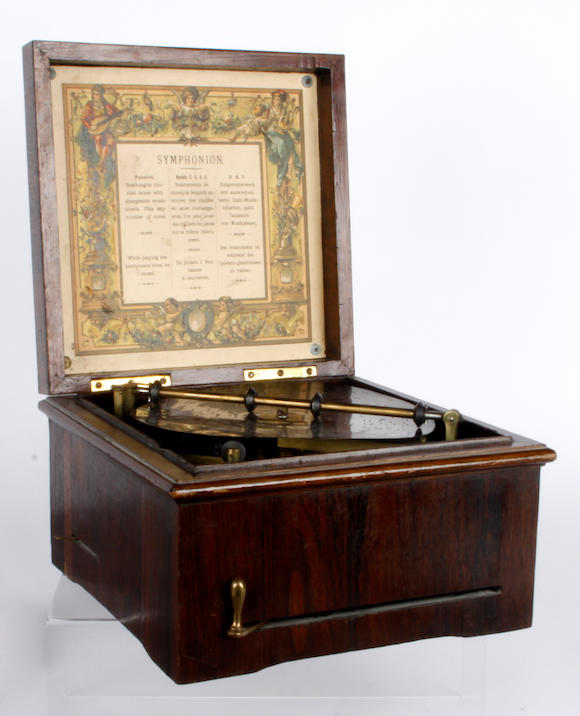 Bonhams A mahongany cased disc Symphonion musical box