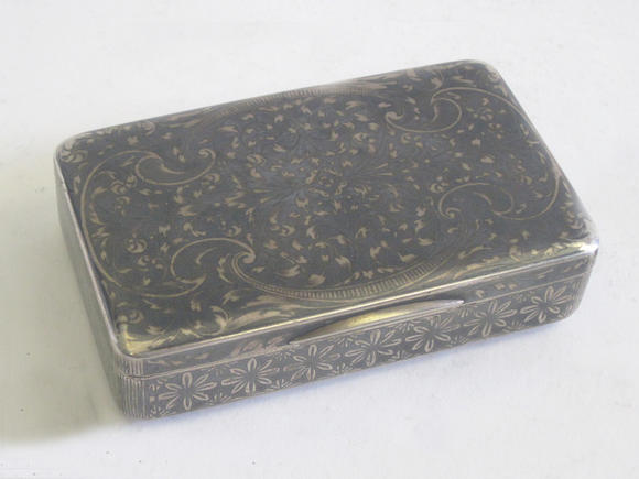 Bonhams : A Russian silver and niello snuff box unknown maker's mark ...