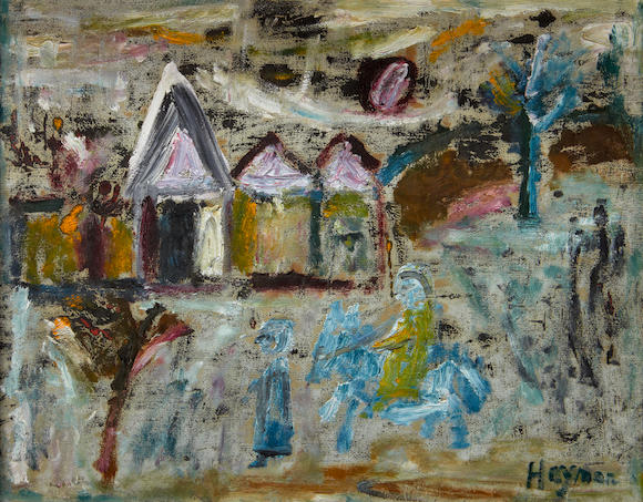 Bonhams : Patrick Hayman (British, 1915-1988) Figures before a house