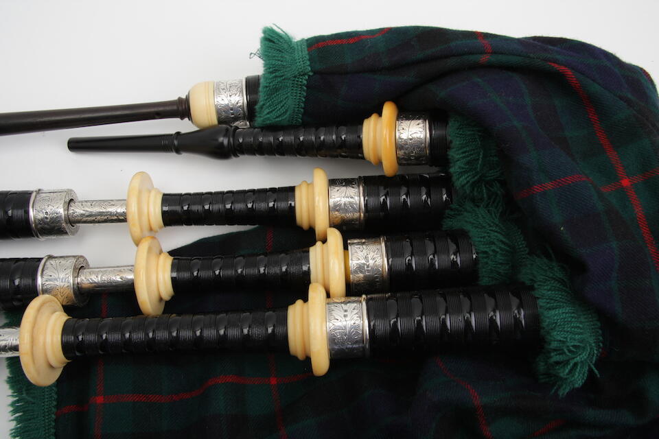 Bonhams A set of ivory and silver mounted bagpipes