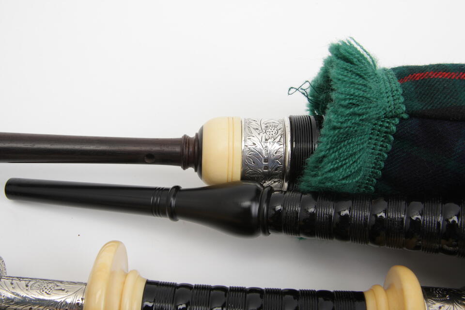 Bonhams A set of ivory and silver mounted bagpipes
