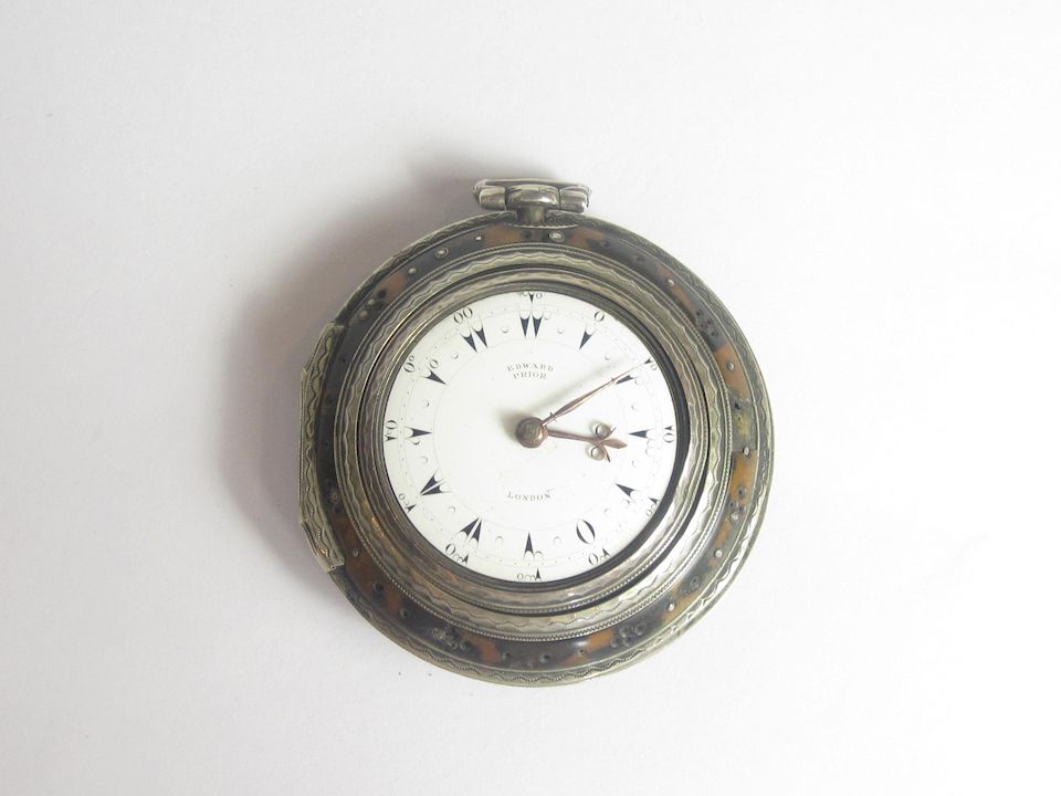 Bonhams A silver and tortoiseshell triplecased verge pocket watch