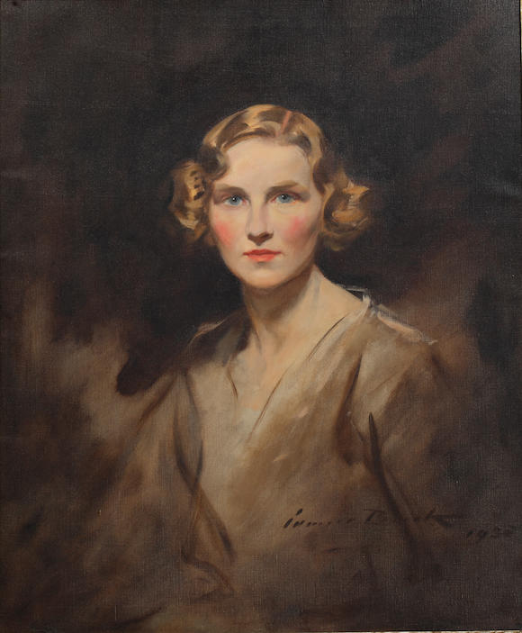 Bonhams : Edmond Brock (British, 1882-1952) Portrait of Joan Pollock ...