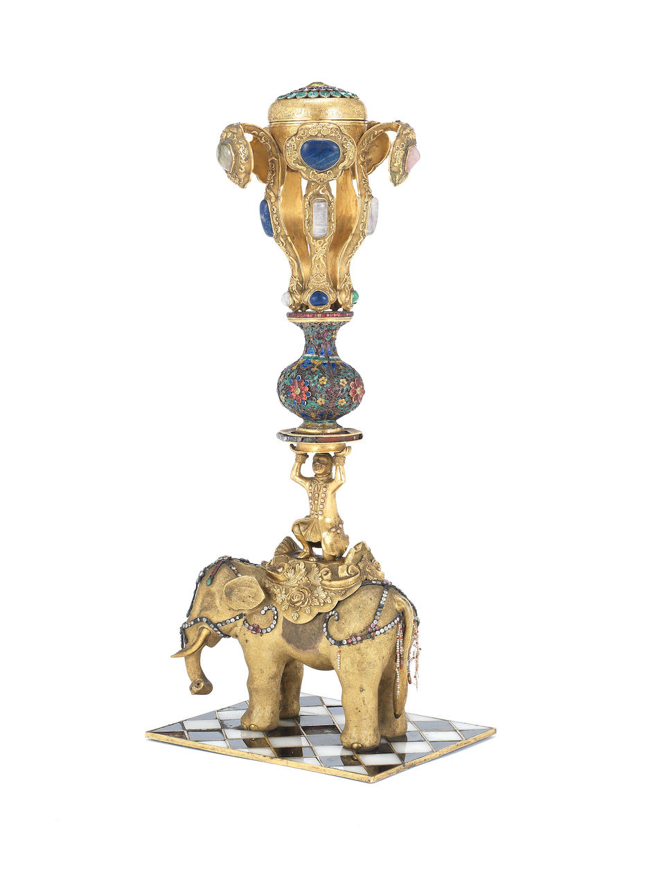 A very rare Imperial gilt-bronze hat stand Qianlong