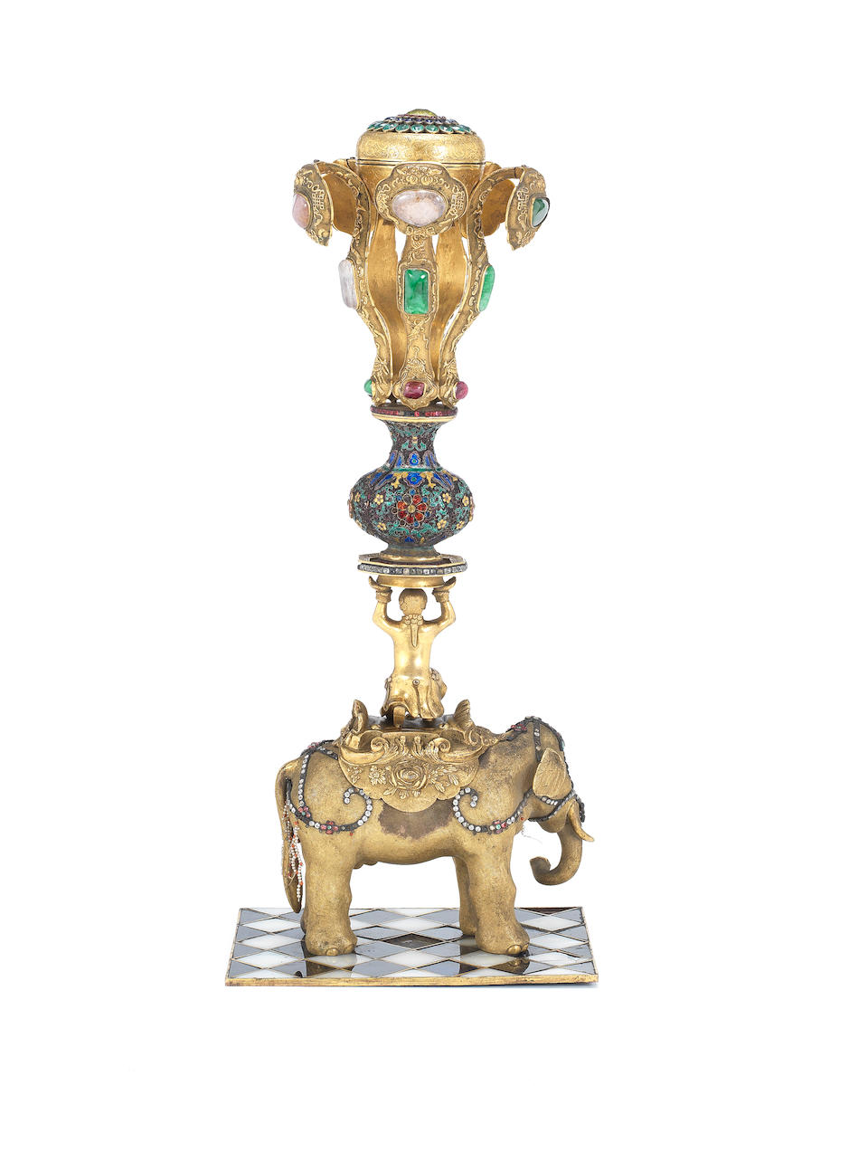 A very rare Imperial gilt-bronze hat stand Qianlong